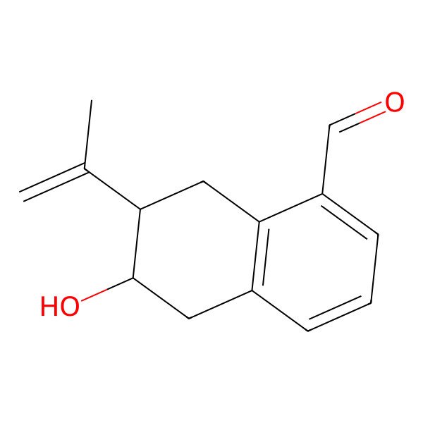 2D Structure of (6S,7R)-6-hydroxy-7-prop-1-en-2-yl-5,6,7,8-tetrahydronaphthalene-1-carbaldehyde