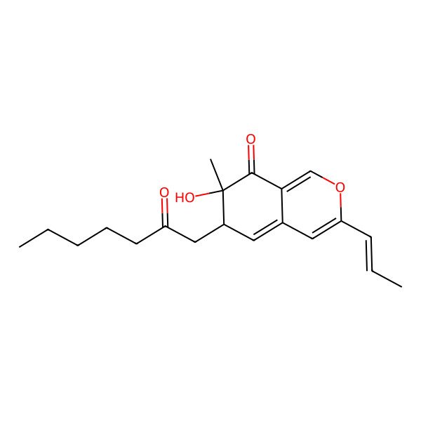 2D Structure of (6S,7R)-7-hydroxy-7-methyl-6-(2-oxoheptyl)-3-[(E)-prop-1-enyl]-6H-isochromen-8-one