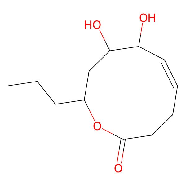 2D Structure of (6S,7R,9R)-6,7-dihydroxy-9-propylnon-4-eno-9-lactone