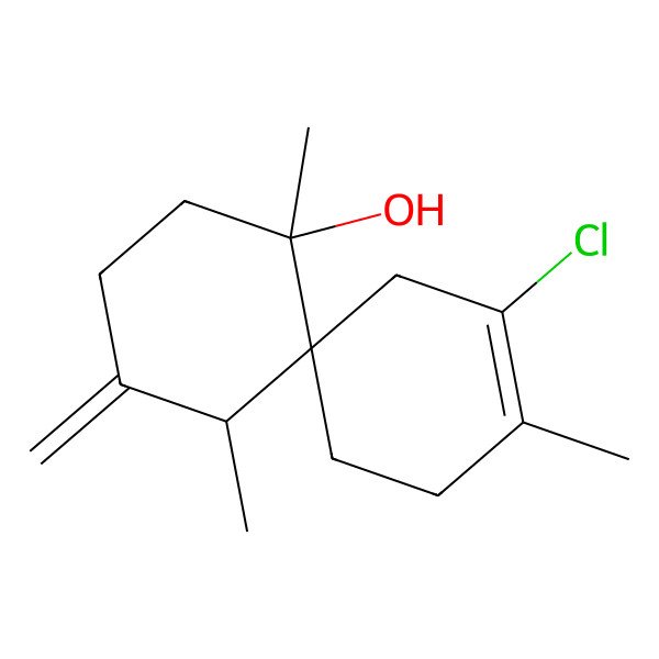 2D Structure of (6s,7s,11r)-2-Chloro-3,7,11-trimethyl-10-methylidenespiro[5.5]undec-2-ene-7-ol