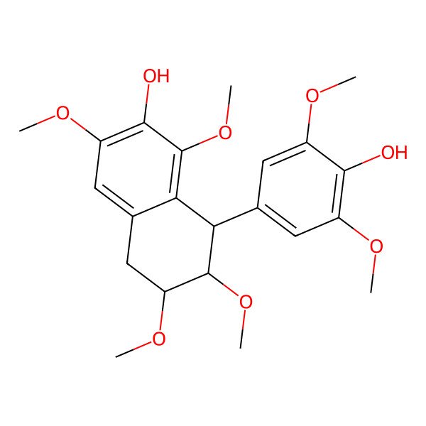 2D Structure of (6S,7S,8R)-8-(4-hydroxy-3,5-dimethoxyphenyl)-1,3,6,7-tetramethoxy-5,6,7,8-tetrahydronaphthalen-2-ol