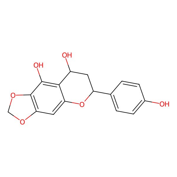2D Structure of (6S,8R)-6-(4-hydroxyphenyl)-7,8-dihydro-6H-[1,3]dioxolo[4,5-g]chromene-8,9-diol