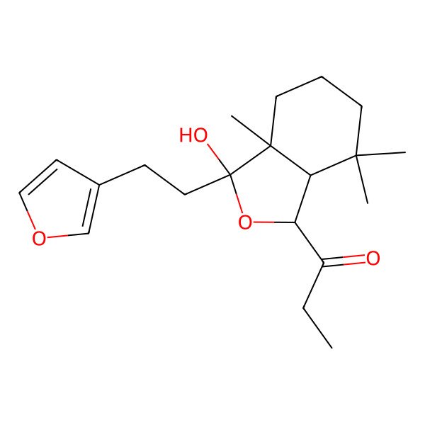 2D Structure of 1-[(1S,3R,3aS,7aS)-3-[2-(furan-3-yl)ethyl]-3-hydroxy-3a,7,7-trimethyl-4,5,6,7a-tetrahydro-1H-2-benzofuran-1-yl]propan-1-one