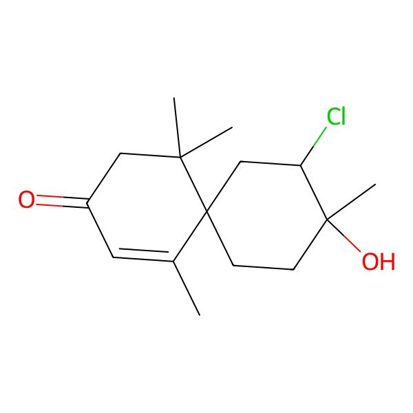 2D Structure of (6S,9R,10S)-10-chloro-9-hydroxy-1,5,5,9-tetramethylspiro[5.5]undec-1-en-3-one