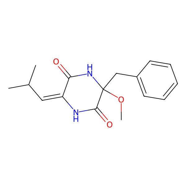2D Structure of (6Z)-3-benzyl-3-methoxy-6-(2-methylpropylidene)piperazine-2,5-dione