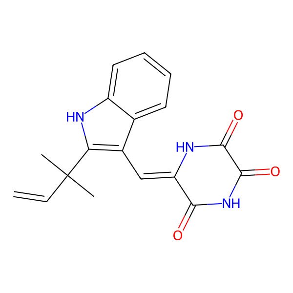 2D Structure of (6Z)-6-[[2-(2-methylbut-3-en-2-yl)-1H-indol-3-yl]methylidene]piperazine-2,3,5-trione