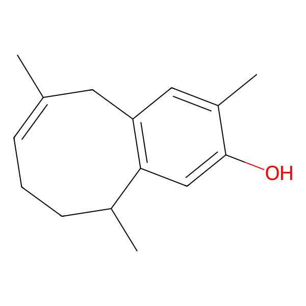 2D Structure of (6Z,10R)-3,6,10-trimethyl-5,8,9,10-tetrahydrobenzo[8]annulen-2-ol