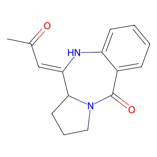 2D Structure of (6Z,6aS)-6-(2-oxopropylidene)-6a,7,8,9-tetrahydro-5H-pyrrolo[2,1-c][1,4]benzodiazepin-11-one