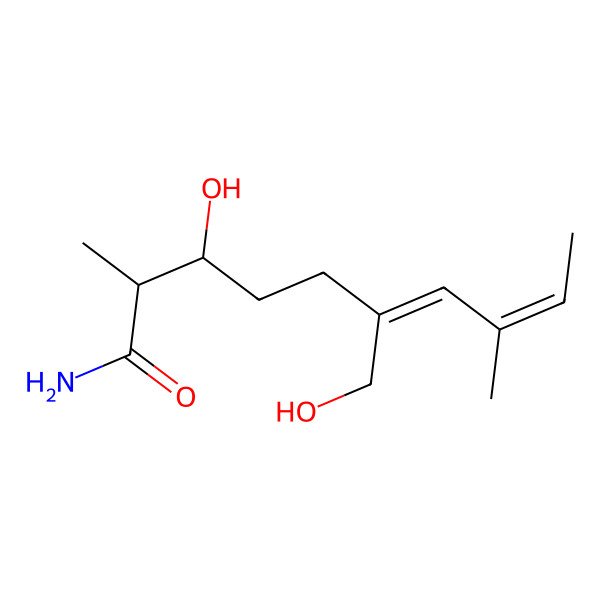 2D Structure of (6Z,8E)-3-hydroxy-6-(hydroxymethyl)-2,8-dimethyldeca-6,8-dienamide