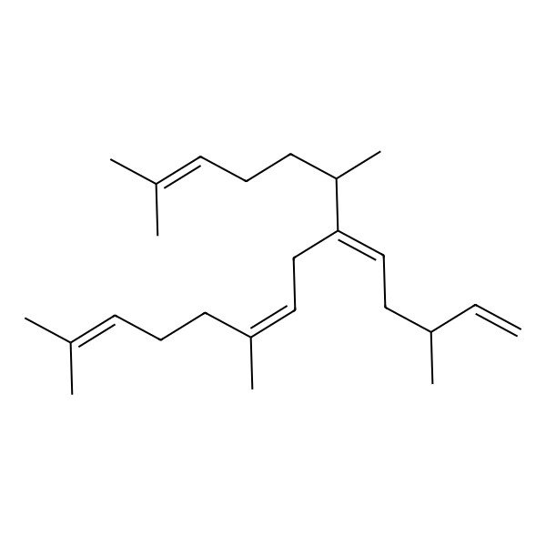 2D Structure of (6Z,9E,10R)-2,6,10,14-tetramethyl-9-[(3S)-3-methylpent-4-enylidene]pentadeca-2,6,13-triene
