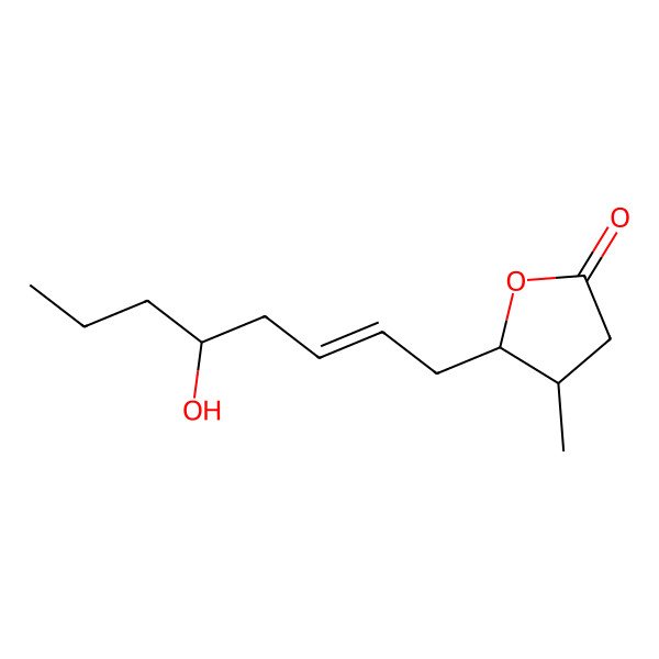 2D Structure of (6Z,9S)-3,4-trans-9-hydroxy-3-methyldodec-6-en-4-olide