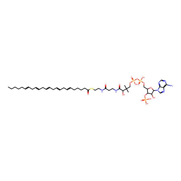 2D Structure of (6Z,9Z,12Z,15Z,18Z)-tetracosapentaenoyl-CoA