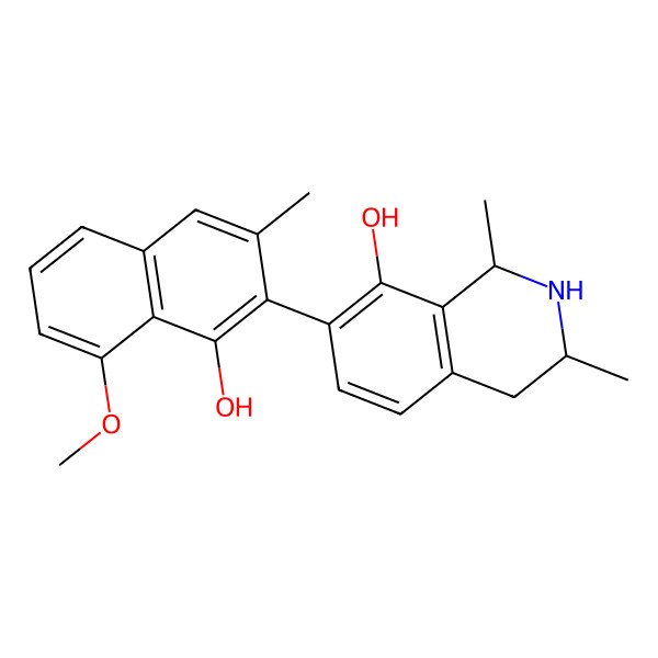 2D Structure of 7-(1-Hydroxy-8-methoxy-3-methylnaphthalen-2-yl)-1,3-dimethyl-1,2,3,4-tetrahydroisoquinolin-8-ol