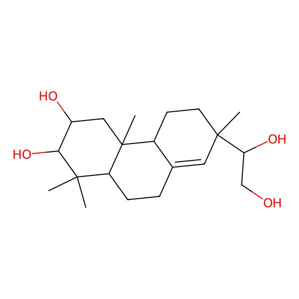 2D Structure of 7-(1,2-dihydroxyethyl)-1,1,4a,7-tetramethyl-3,4,4b,5,6,9,10,10a-octahydro-2H-phenanthrene-2,3-diol