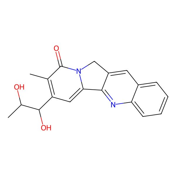 2D Structure of 7-(1,2-dihydroxypropyl)-8-methyl-11H-indolizino[1,2-b]quinolin-9-one