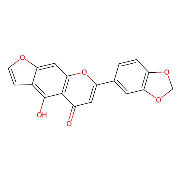 2D Structure of 7-(1,3-Benzodioxol-5-yl)-4-hydroxyfuro[3,2-g]chromen-5-one