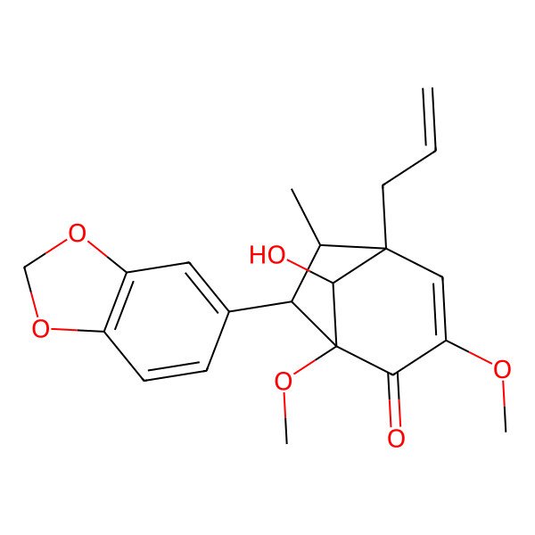 2D Structure of 7-(1,3-Benzodioxol-5-yl)-8-hydroxy-1,3-dimethoxy-6-methyl-5-prop-2-enylbicyclo[3.2.1]oct-3-en-2-one