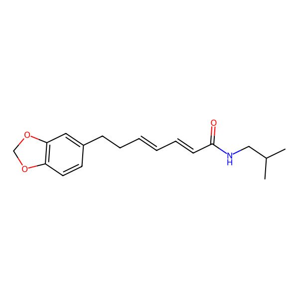 2D Structure of 7-(1,3-benzodioxol-5-yl)-N-(2-methylpropyl)hepta-2,4-dienamide