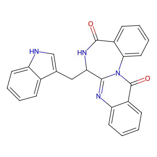2D Structure of 7-[(1H-Indol-3-yl)methyl]quinazolino(3,2-A)-1,4-benzodiazepin-5,13-(6H,7H)-dione