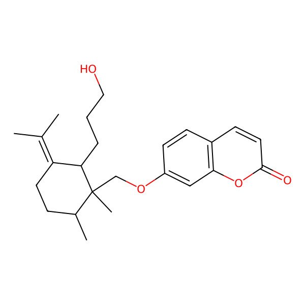 2D Structure of 7-[[2-(3-Hydroxypropyl)-1,6-dimethyl-3-propan-2-ylidenecyclohexyl]methoxy]chromen-2-one
