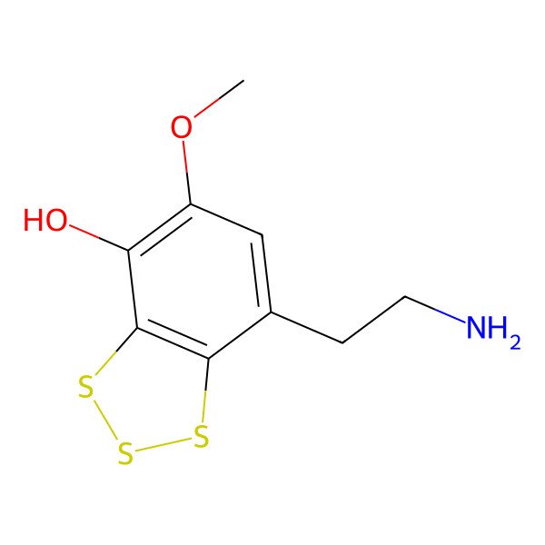 2D Structure of 7-(2-Aminoethyl)-5-methoxy-1,2,3-benzotrithiol-4-ol