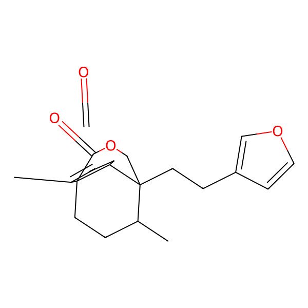 2D Structure of 7-[2-(Furan-3-yl)ethyl]-2,13-dimethyl-9-oxatricyclo[5.3.3.01,6]tridec-2-ene-4,10-dione