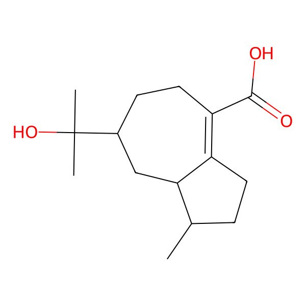 2D Structure of 7-(2-Hydroxypropan-2-yl)-1-methyl-1,2,3,5,6,7,8,8a-octahydroazulene-4-carboxylic acid