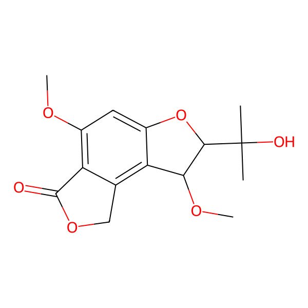 2D Structure of 7-(2-hydroxypropan-2-yl)-4,8-dimethoxy-7,8-dihydro-1H-furo[3,4-e][1]benzofuran-3-one