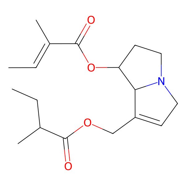 2D Structure of [7-(2-methylbut-2-enoyloxy)-5,6,7,8-tetrahydro-3H-pyrrolizin-1-yl]methyl 2-methylbutanoate