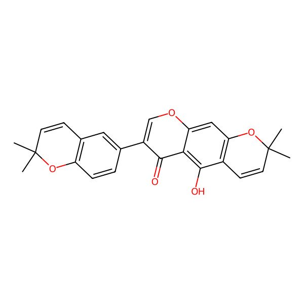 2D Structure of 7-(2,2-Dimethylchromen-6-yl)-5-hydroxy-2,2-dimethylpyrano[3,2-g]chromen-6-one