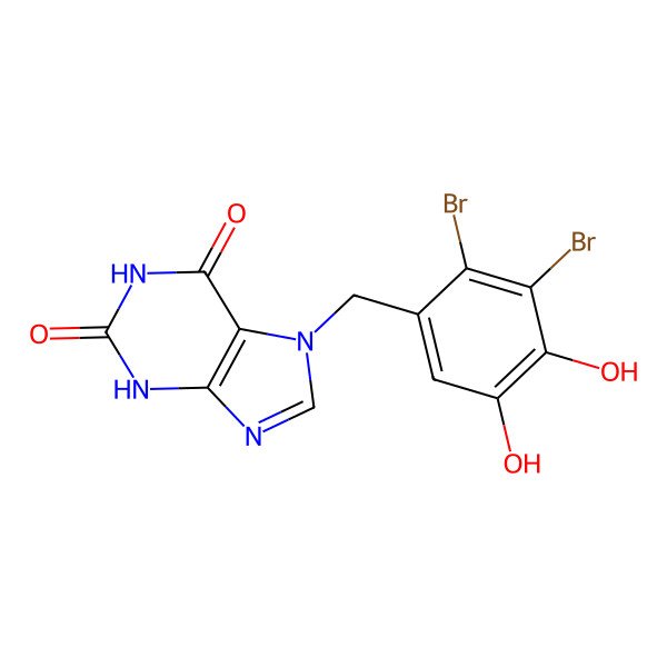 2D Structure of 7-(2,3-Dibromo-4,5-dihydroxybenzyl)-3,7-dihydro-1h-purine-2,6-dione