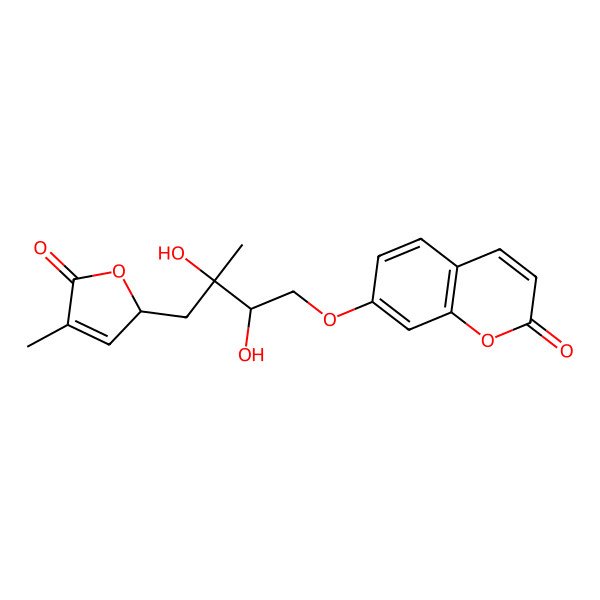2D Structure of 7-[2,3-dihydroxy-3-methyl-4-(4-methyl-5-oxo-2H-furan-2-yl)butoxy]chromen-2-one