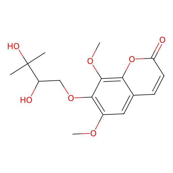 2D Structure of 7-(2,3-Dihydroxy-3-methyl-butoxy)-6,8-dimethoxy-chromen-2-one