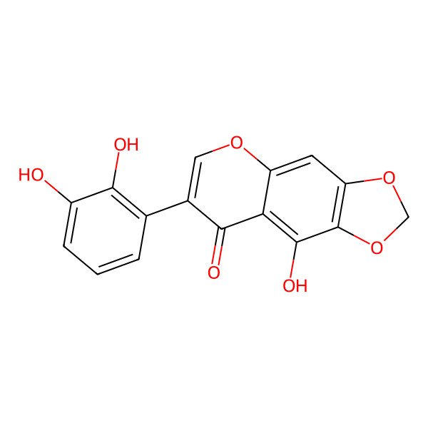 2D Structure of 7-(2,3-Dihydroxyphenyl)-9-hydroxy-[1,3]dioxolo[4,5-g]chromen-8-one