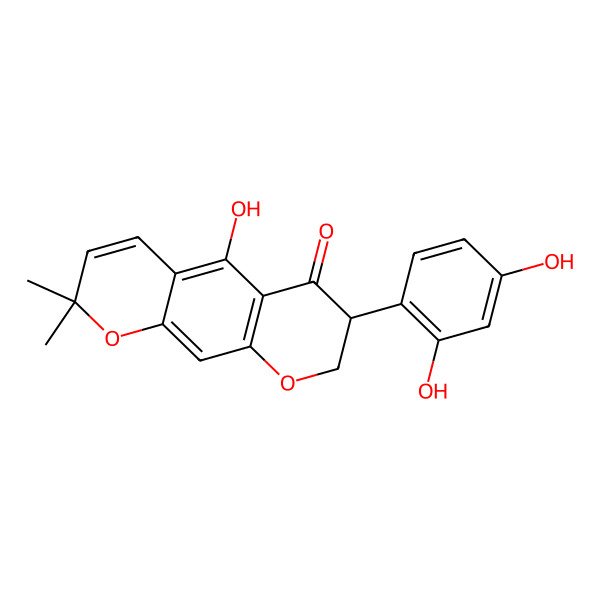 2D Structure of 7-(2,4-Dihydroxyphenyl)-5-hydroxy-2,2-dimethyl-7,8-dihydropyrano[3,2-g]chromen-6-one
