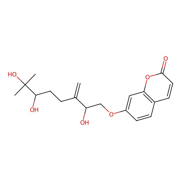 2D Structure of 7-(2,6,7-Trihydroxy-7-methyl-3-methylideneoctoxy)chromen-2-one