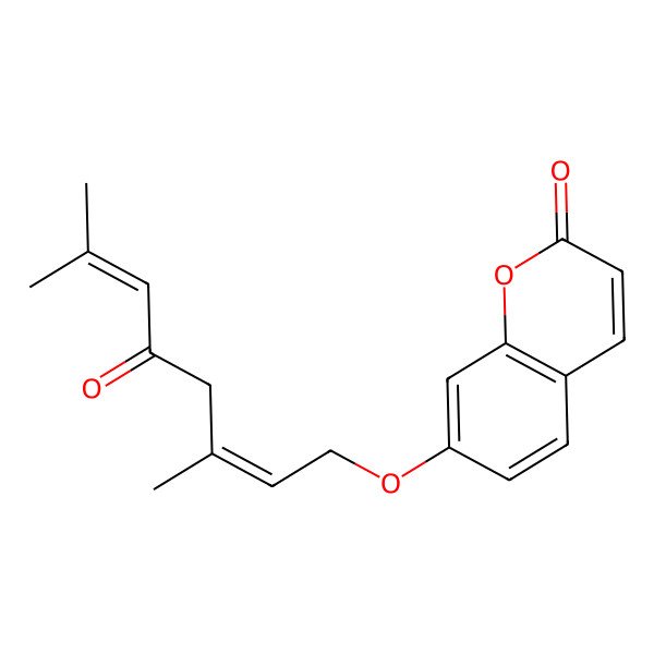 2D Structure of 7-[(2E)-3,7-dimethyl-5-oxoocta-2,6-dienoxy]chromen-2-one