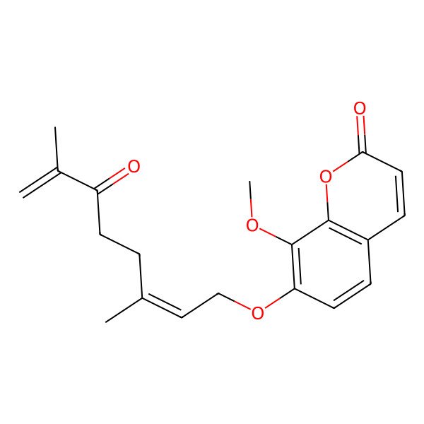 2D Structure of 7-[(2E)-3,7-dimethyl-6-oxoocta-2,7-dienoxy]-8-methoxychromen-2-one