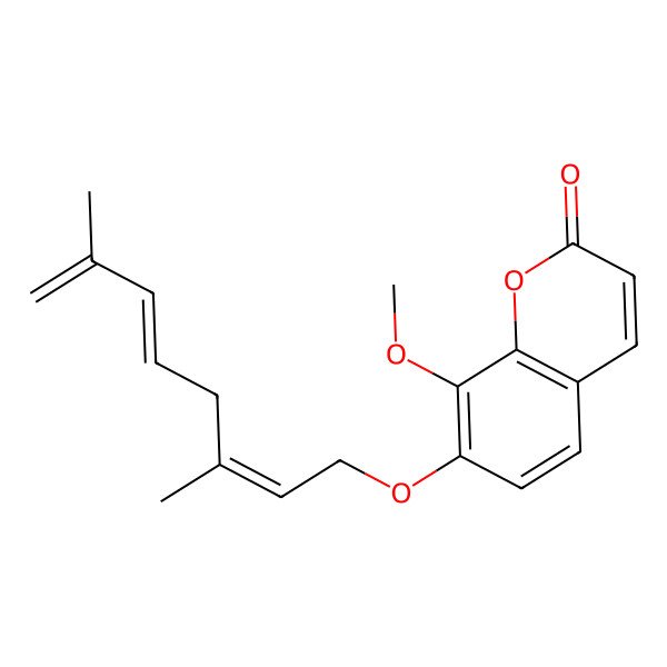 2D Structure of 7-[(2E,5E)-3,7-dimethylocta-2,5,7-trienoxy]-8-methoxychromen-2-one