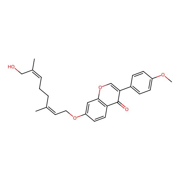 2D Structure of 7-[(2E,6Z)-8-hydroxy-3,7-dimethylocta-2,6-dienoxy]-3-(4-methoxyphenyl)chromen-4-one