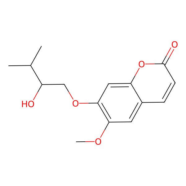 2D Structure of 7-[(2R)-2-hydroxy-3-methylbutoxy]-6-methoxychromen-2-one