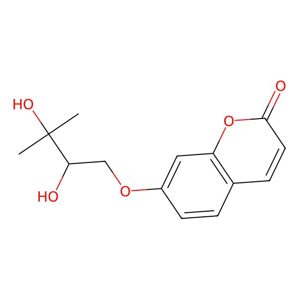 2D Structure of 7-[(2R)-2,3-dihydroxy-3-methylbutoxy]chromen-2-one