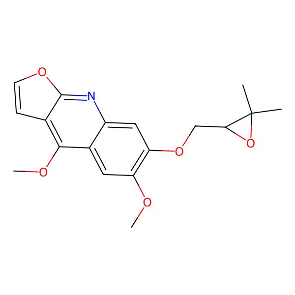 2D Structure of 7-[[(2R)-3,3-dimethyloxiran-2-yl]methoxy]-4,6-dimethoxyfuro[2,3-b]quinoline