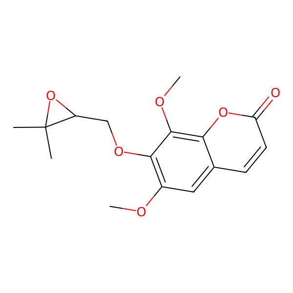 2D Structure of 7-[[(2R)-3,3-dimethyloxiran-2-yl]methoxy]-6,8-dimethoxychromen-2-one
