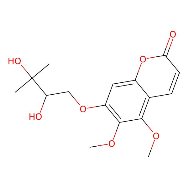 2D Structure of 7-[(2S)-2,3-dihydroxy-3-methylbutoxy]-5,6-dimethoxychromen-2-one