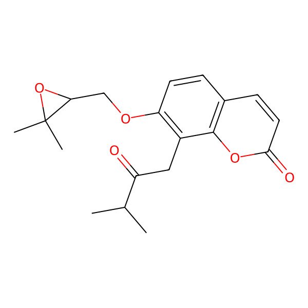 2D Structure of 7-[[(2S)-3,3-dimethyloxiran-2-yl]methoxy]-8-(3-methyl-2-oxobutyl)chromen-2-one