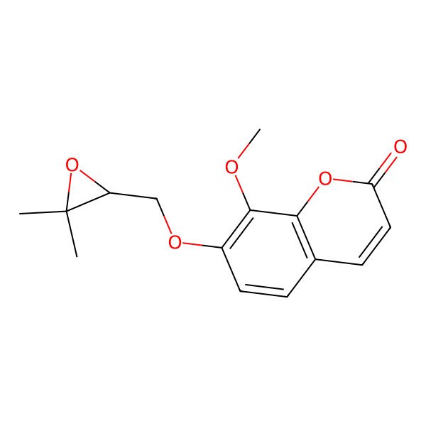 2D Structure of 7-[[(2S)-3,3-dimethyloxiran-2-yl]methoxy]-8-methoxychromen-2-one