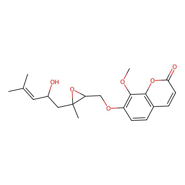 2D Structure of 7-[[3-(2-Hydroxy-4-methylpent-3-enyl)-3-methyloxiran-2-yl]methoxy]-8-methoxychromen-2-one