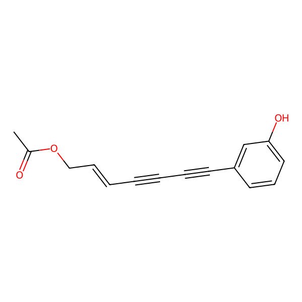 2D Structure of 7-(3-Hydroxyphenyl)hept-2-en-4,6-diynyl acetate