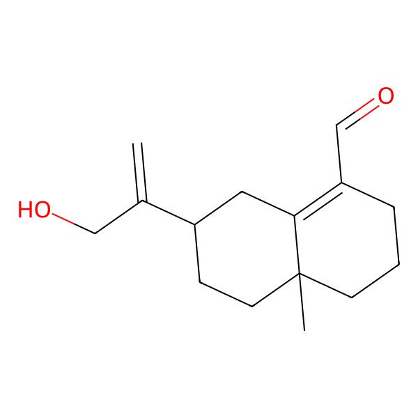 2D Structure of 7-(3-hydroxyprop-1-en-2-yl)-4a-methyl-3,4,5,6,7,8-hexahydro-2H-naphthalene-1-carbaldehyde